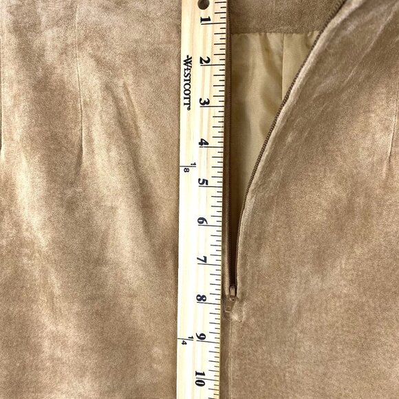VTG Womens 14 Tan Margaret Godfrey Suede Western Boho Skirt Embroidered Hem NWT - Picture 9 of 11